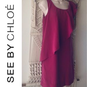 SEE BY CHLOE 100% silk dramatic ruffled mini dress